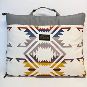 Pendleton Packable Blanket Southwestern Geometric Grey Yellow Blue Stadium Bag